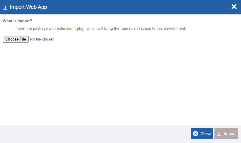 Importing Web app - file selection Importing Web app - file selection