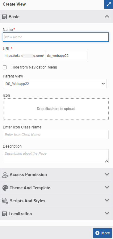 Create web app view configuration Create web app view configuration