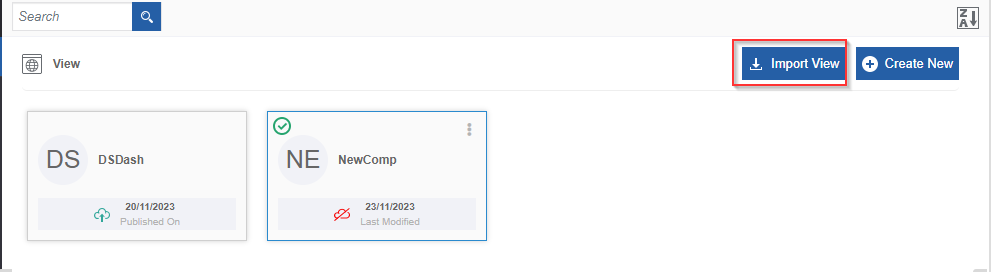 Import View option in the view list page Import View option in the view list page
