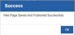 Publish success message Publish success message