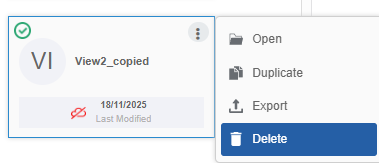 Deleting view through more actions Deleting view through more actions