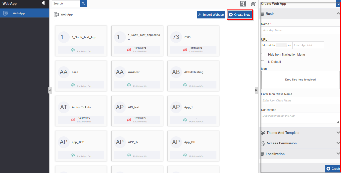 Create Web App Create Web App